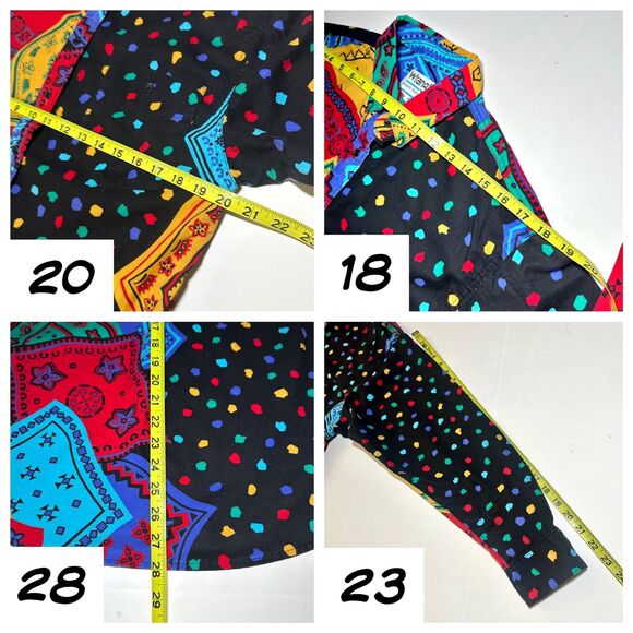 Vintage Wrangler 90s Western Bandana Polka Dot Button-Up Shirt L - Picture 8 of 10